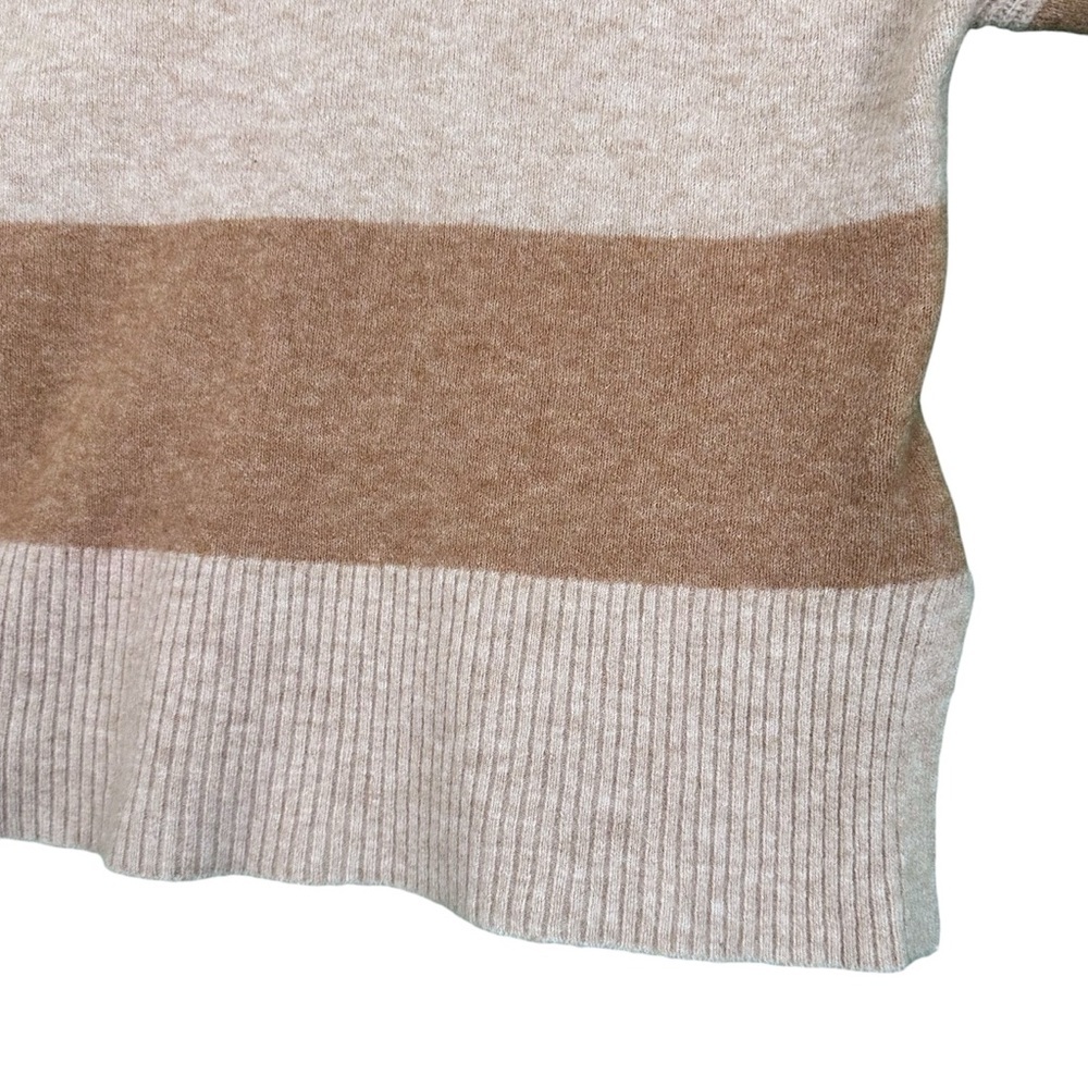 J.Crew Womens XL Oversized Alpaca Wool Turtleneck Sweater Stripe Neutral Cozy - Picture 9 of 15